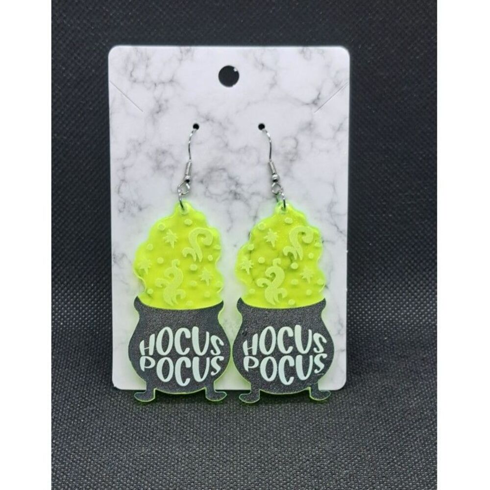 Halloween Earrings- Witch's Cauldron with Neon Green Potion